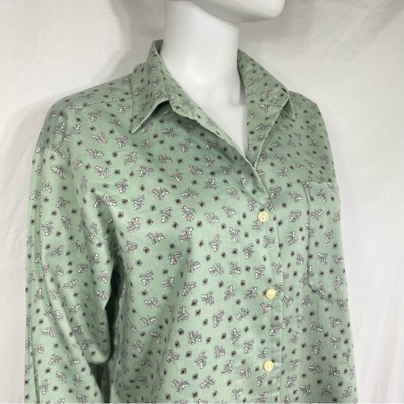 Dockers Women’s Sage Berry Print Soft Cotton Long Sleeve Button Down - Picture 2 of 7